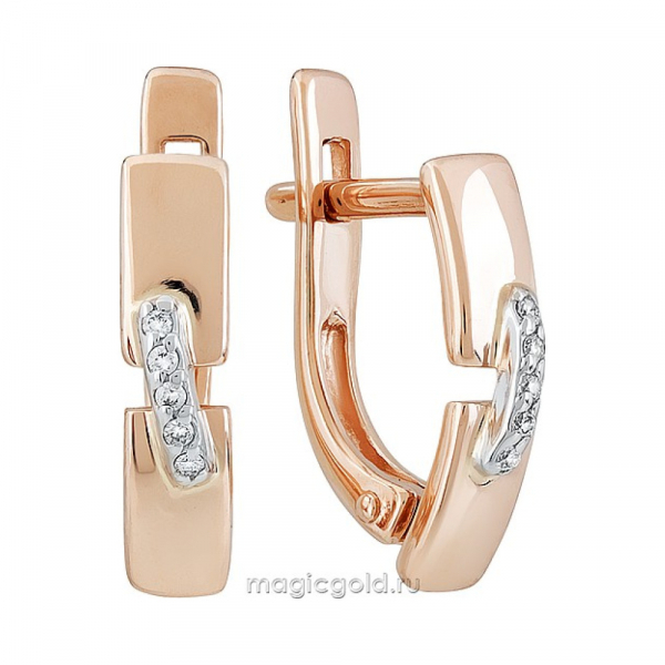 Золотые серьги с бриллиантом № 140702