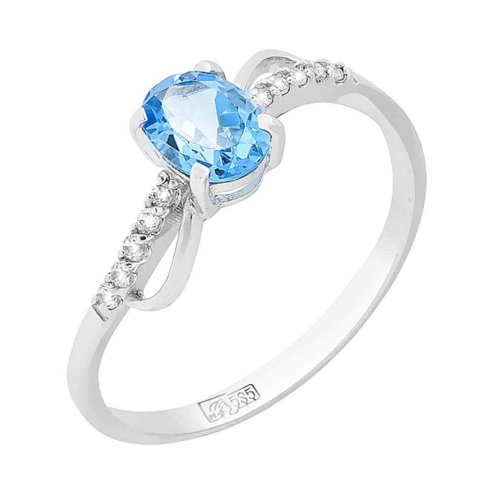 Золотое кольцо с топазом и фианитами № 77066