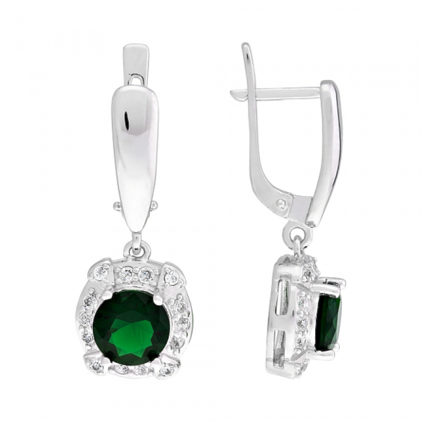 Серебряные серьги с фианитами № 108394