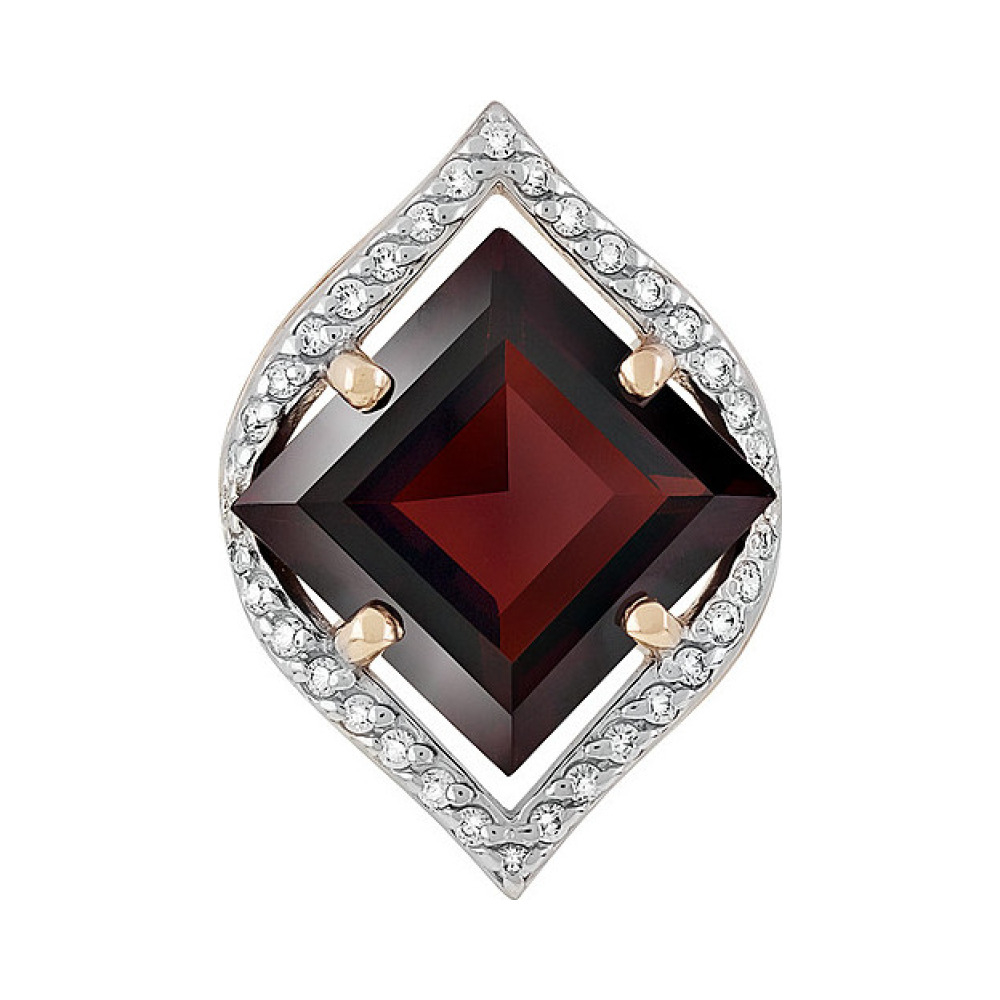 Золотая подвеска с гранатом и фианитом № 131796