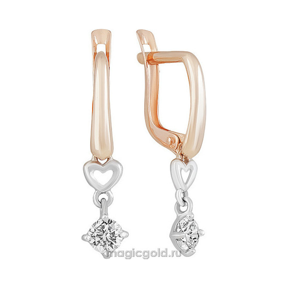 Золотые серьги с фианитом № 155843