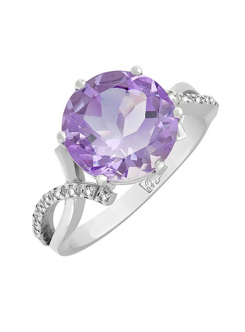Золотое кольцо с аметистом и фианитом № 96180