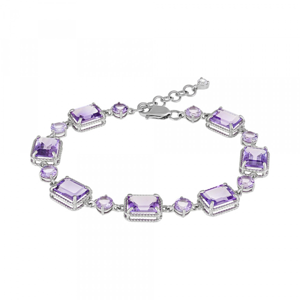 Серебряный браслет с аметистом и фианитом № 127946