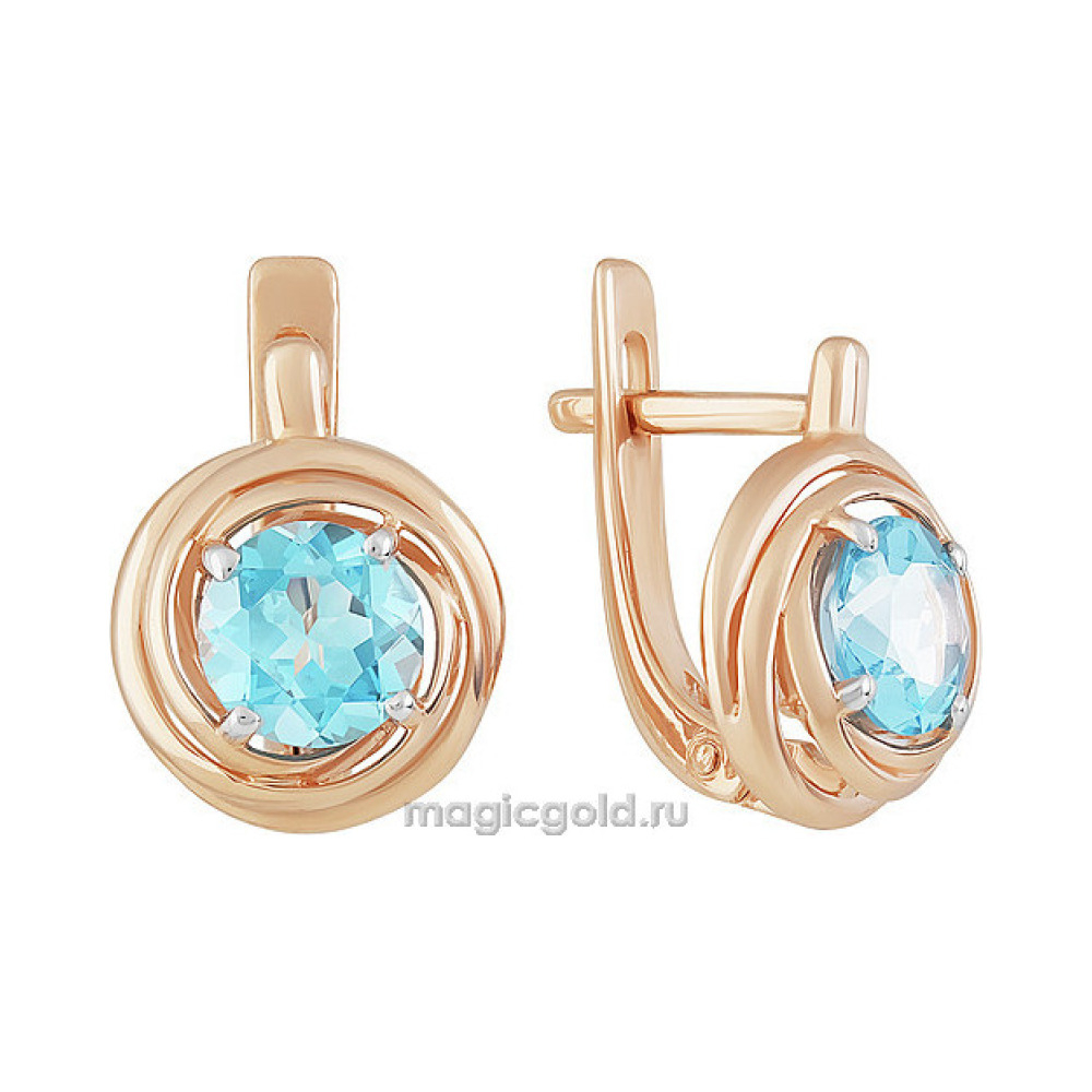 Золотые серьги с топазом № 160568