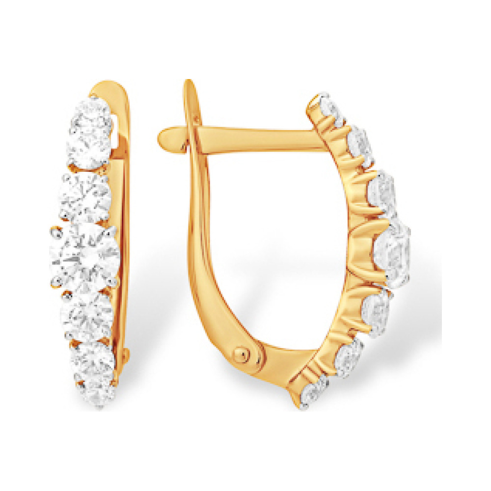 Золотые серьги с фианитом № 163215