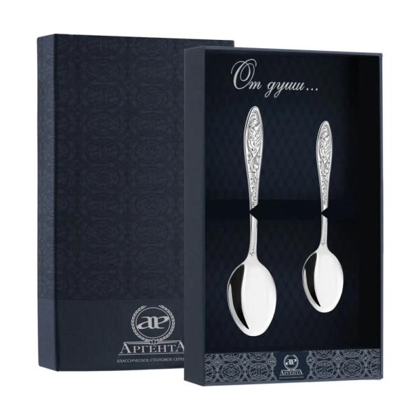 Набор десертный Морозко 2 предмета: ложка десертная, ложка чайная из серебра 925 пробы