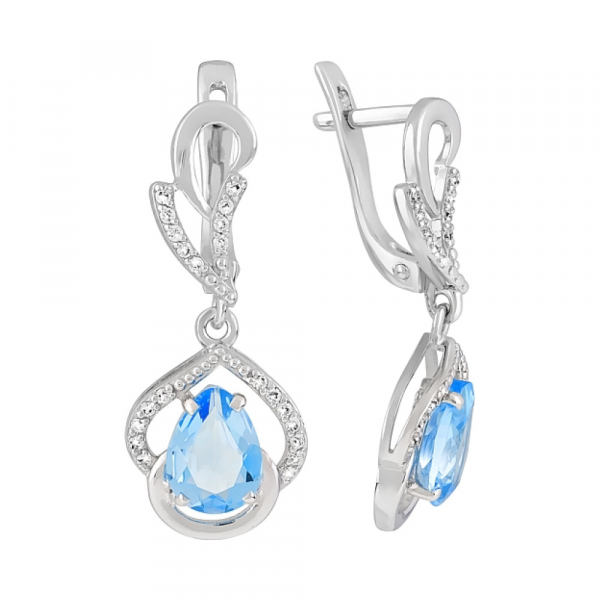 Золотые серьги с топазом и фианитом № 120877