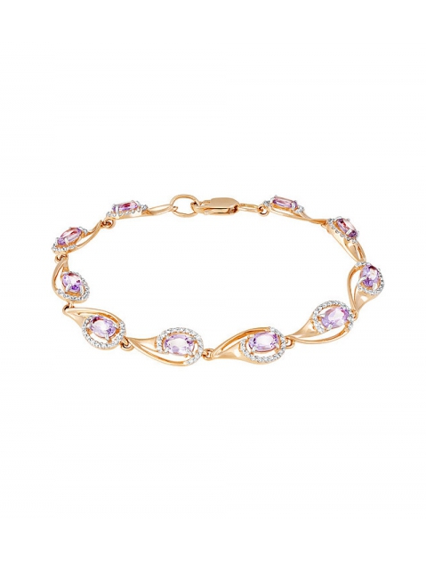 Золотой браслет с аметистом и фианитом № 127046