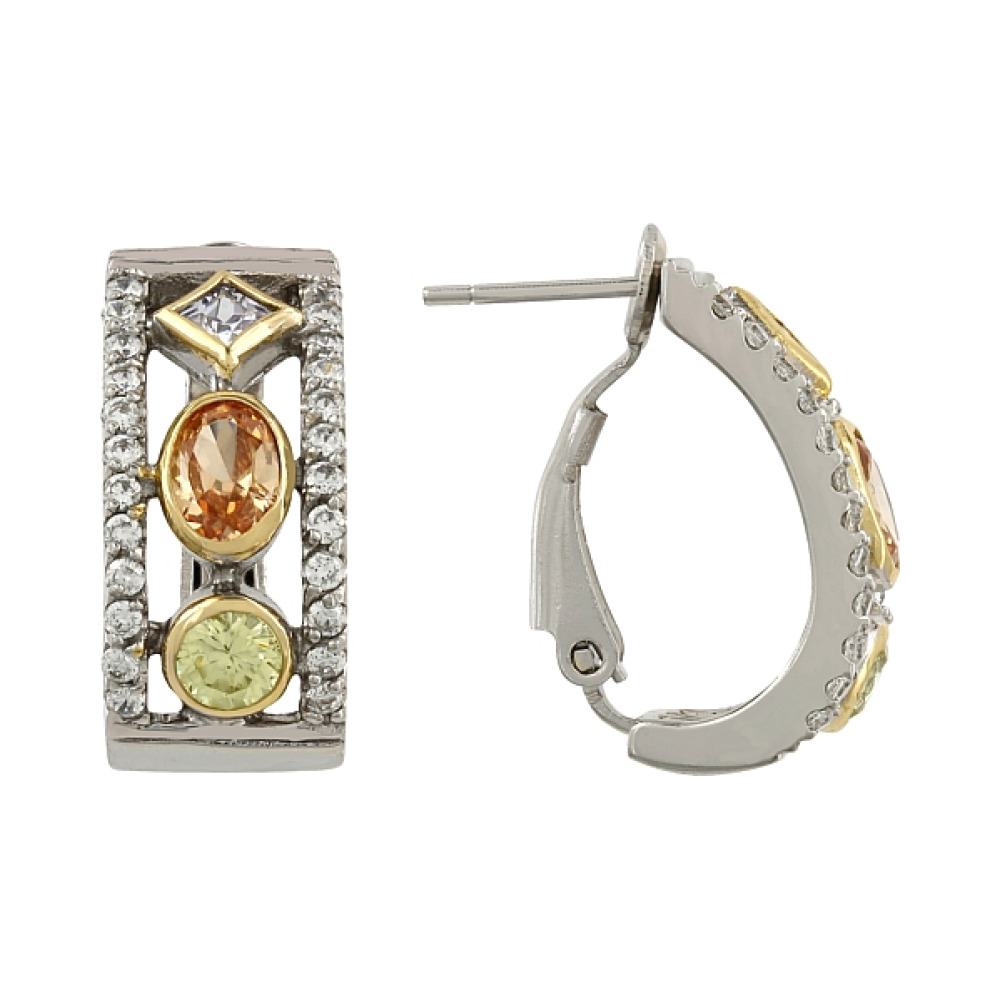 Серебряные серьги с фианитами № 106251