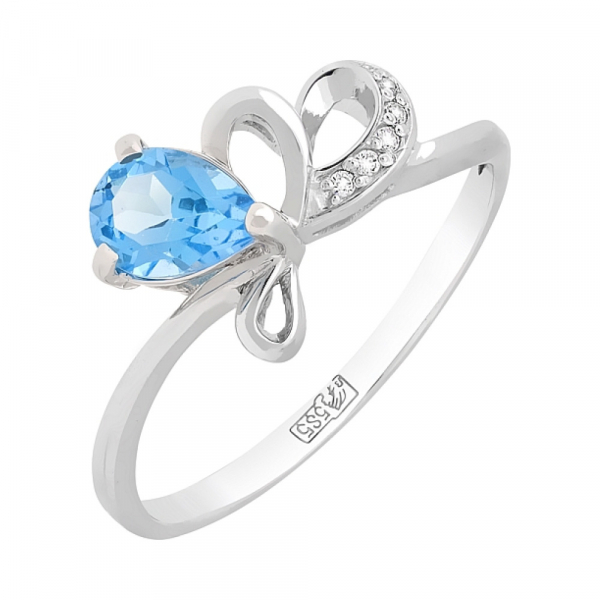 Золотое кольцо с топазом и фианитом № 100585