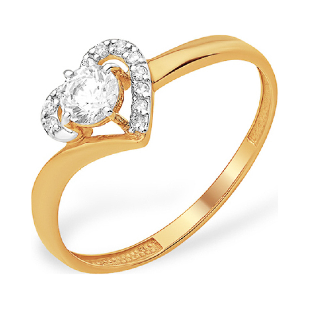 Золотое кольцо с фианитом № 163184