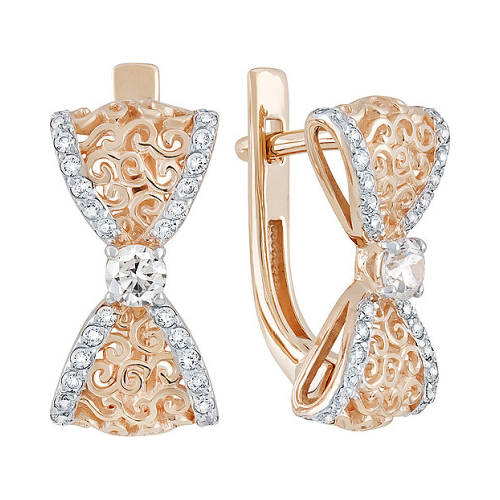 Золотые серьги с фианитом № 133474