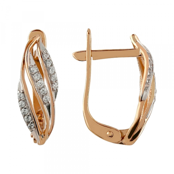 Золотые серьги с фианитами № 107357