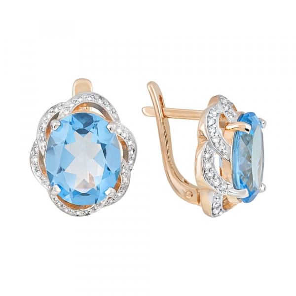 Золотые серьги с топазом и фианитом № 119560