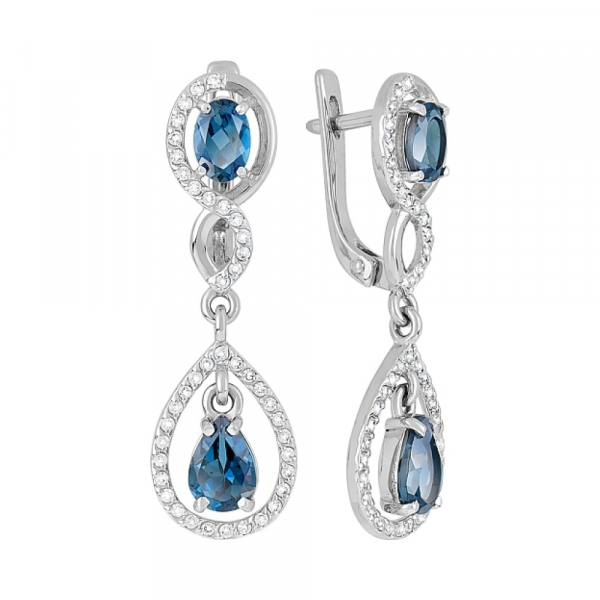 Серьги с топазом и фианитом № 120011