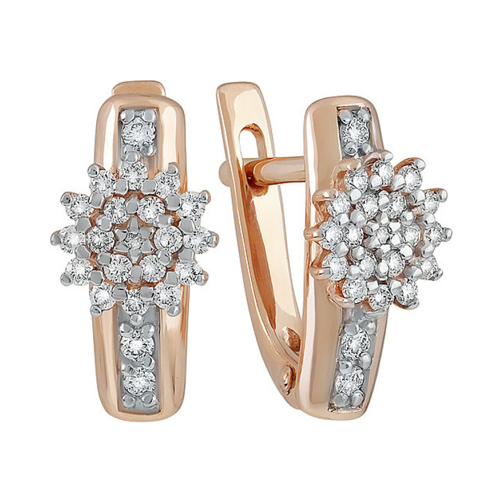 Золотые серьги с бриллиантом № 135552