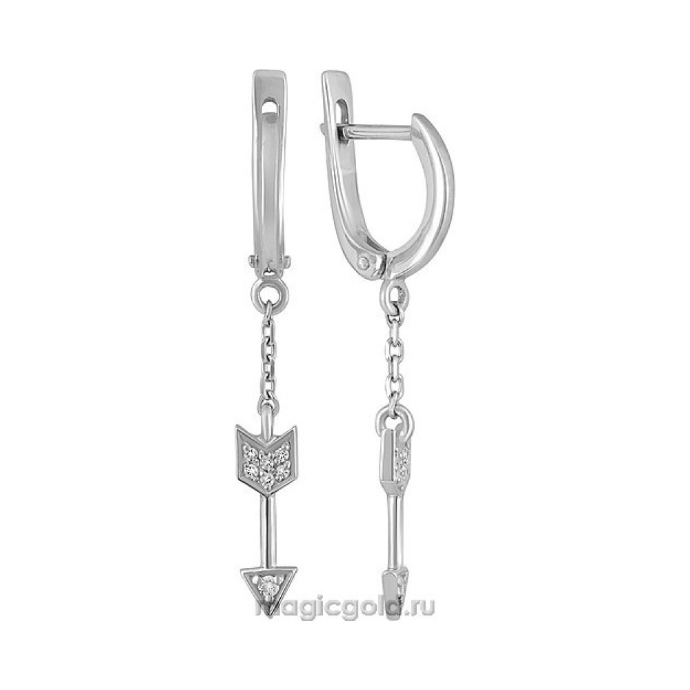 Серебряные серьги с фианитом № 134193