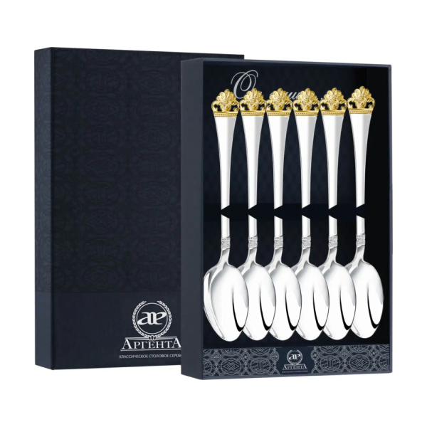 Набор чайной ложки Афина с позолотой из серебра 925 пробы