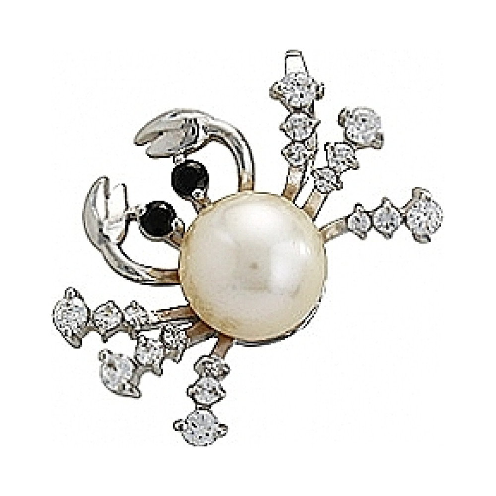 Золотая подвеска с жемчугом и фианитом № 76710