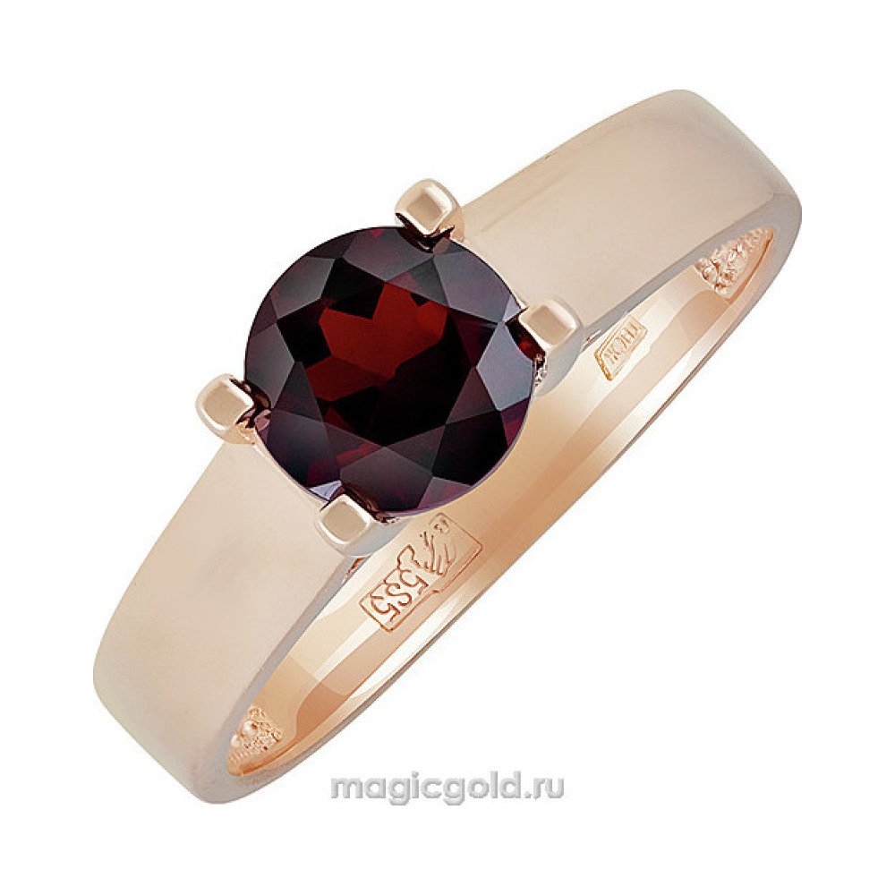 Золотое кольцо с гранатом и фианитом № 139163