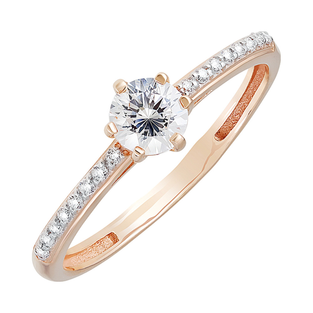 Золотое кольцо с кристаллами swarovski № 130064