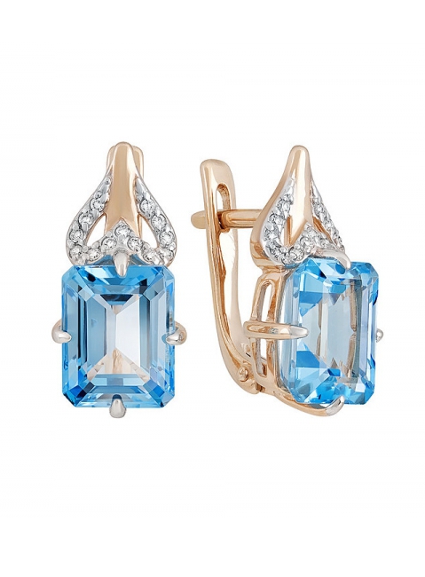 Золотые серьги с топазом и фианитом № 131841