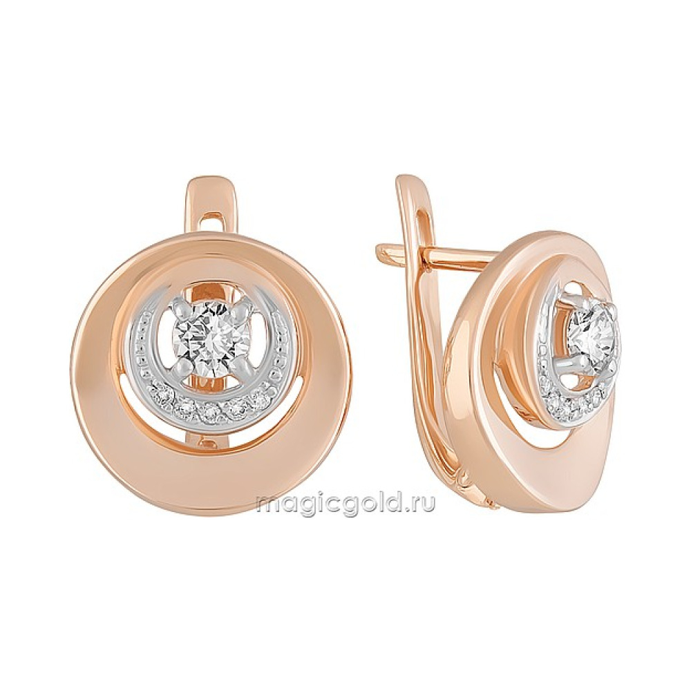 Золотые серьги с бриллиантом № 162524