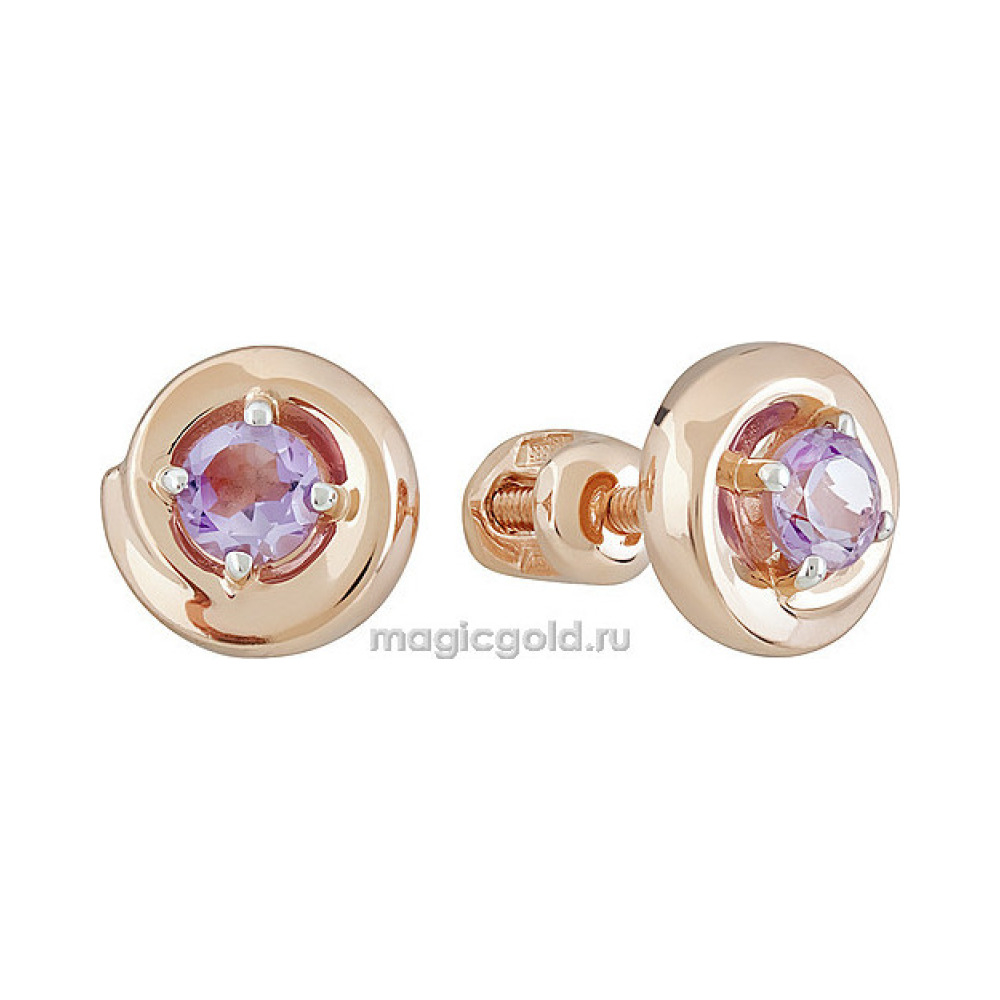 Пуссеты с аметистом № 139891