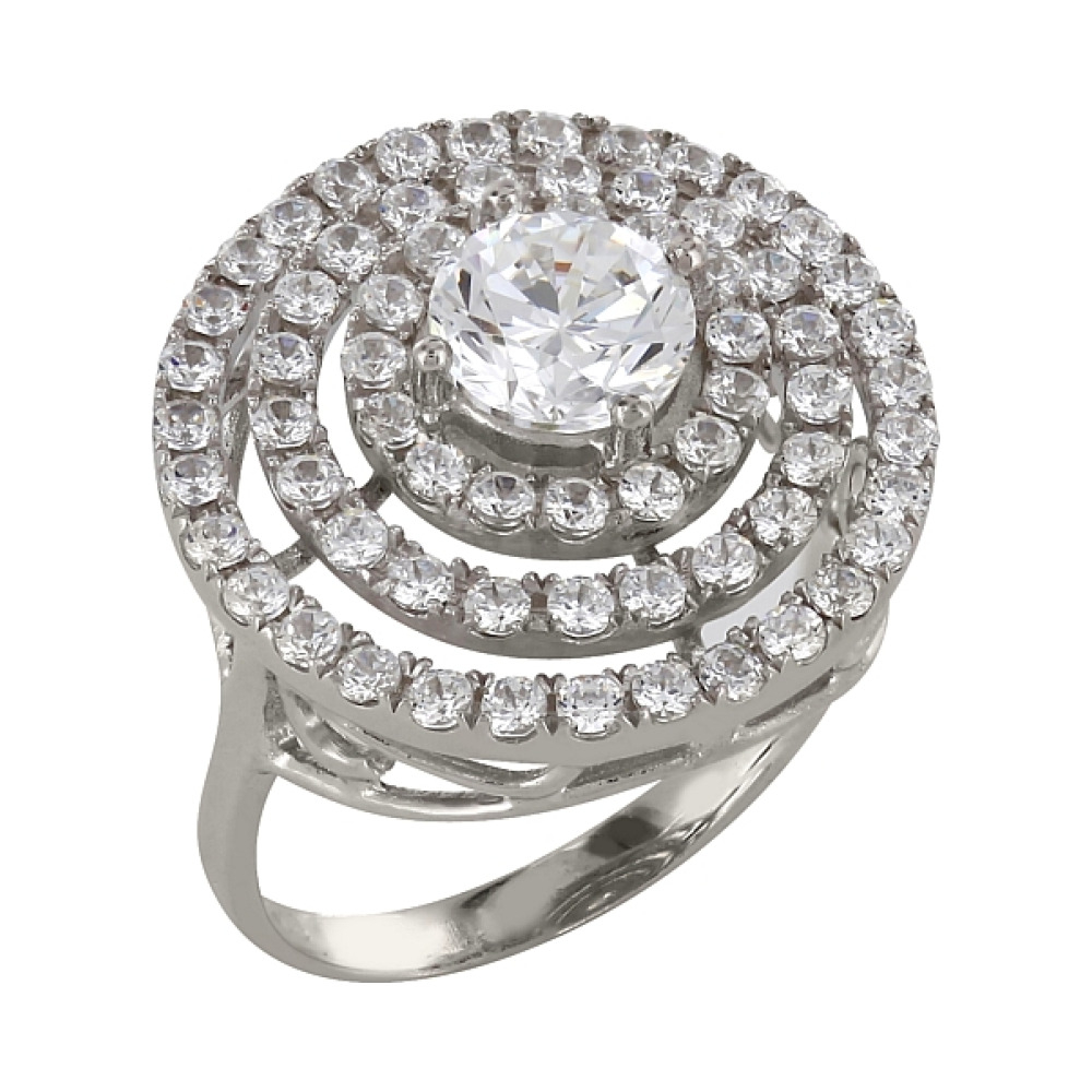 Серебряное кольцо с фианитом № 83563