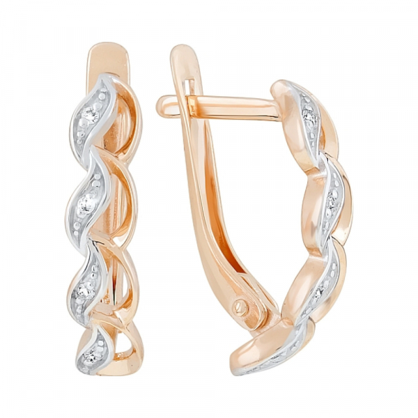 Золотые серьги с фианитами № 121717