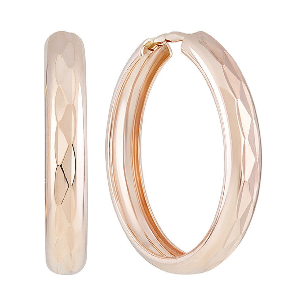 Золотые серьги без камня с алмазкой № 129183