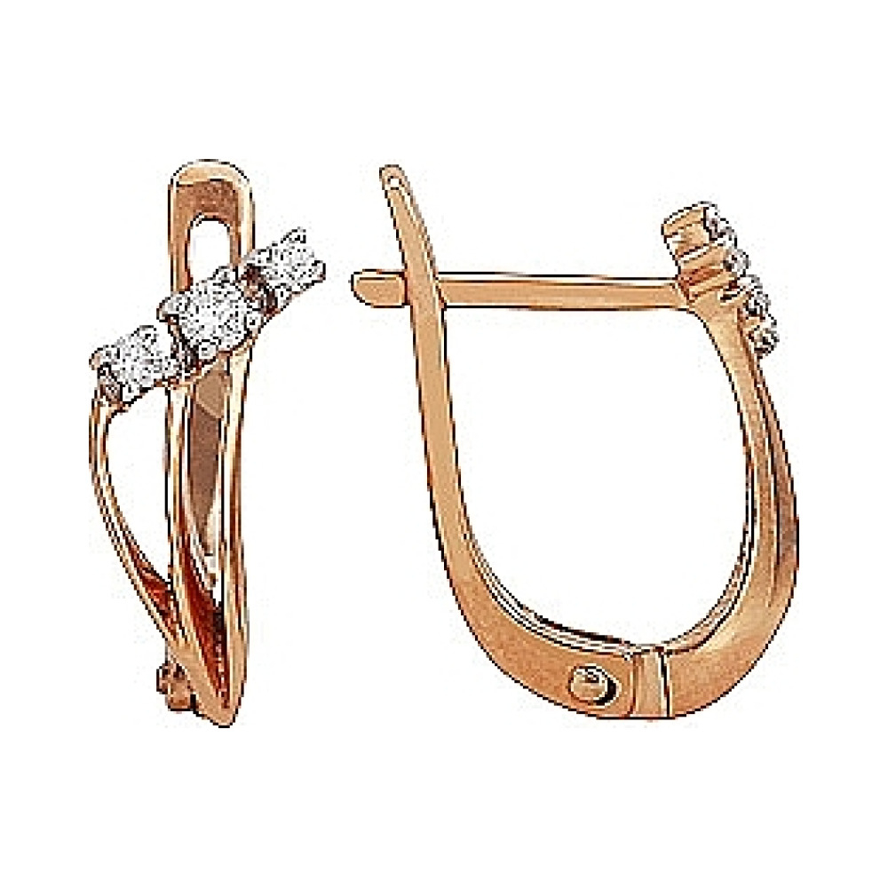 Золотые серьги с бриллиантом № 75387