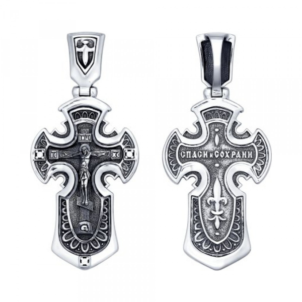 Серебряная подвеска с фианитом и черным покрытием № 159847