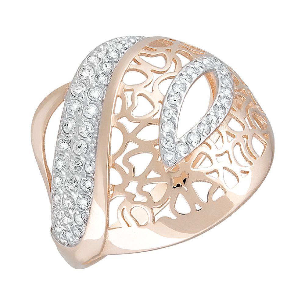 Золотое кольцо с фианитами № 124717