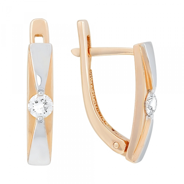 Золотые серьги с бриллиантом № 95992