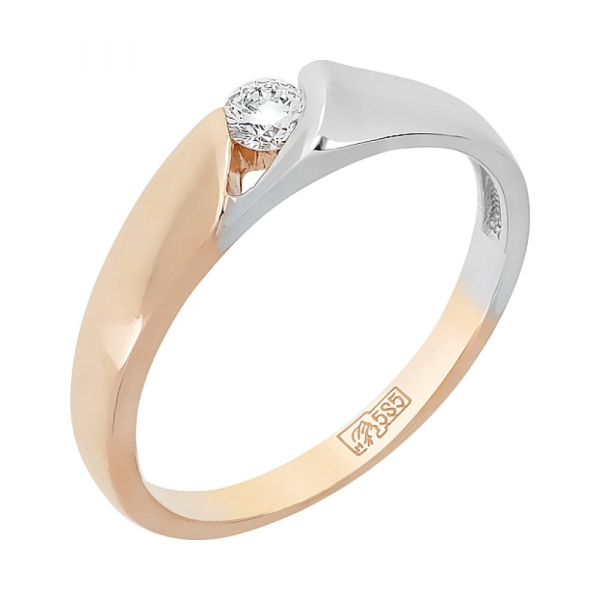 Золотое кольцо с бриллиантом № 98868