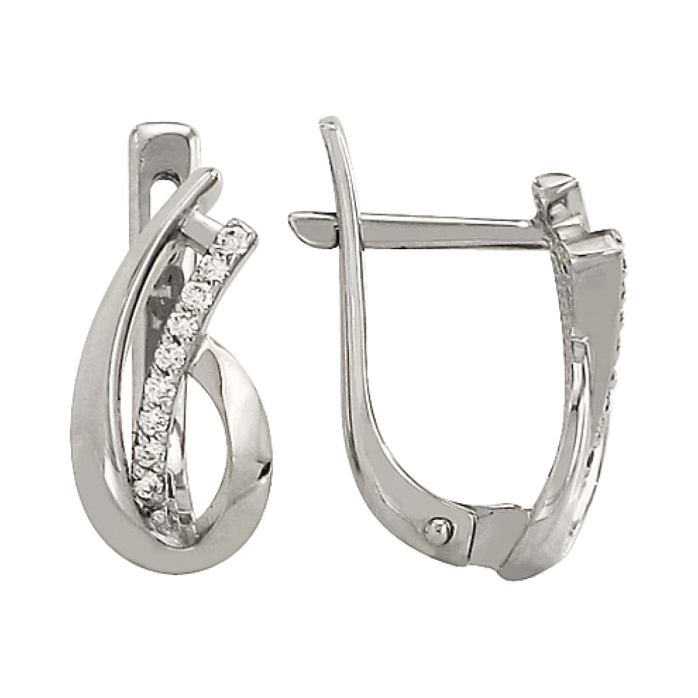 Золотые серьги с бриллиантом № 76651