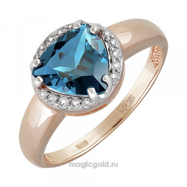 Золотое кольцо с топазом и фианитом № 141356