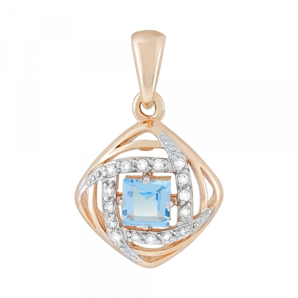 Золотая подвеска с топазом и фианитом № 117895