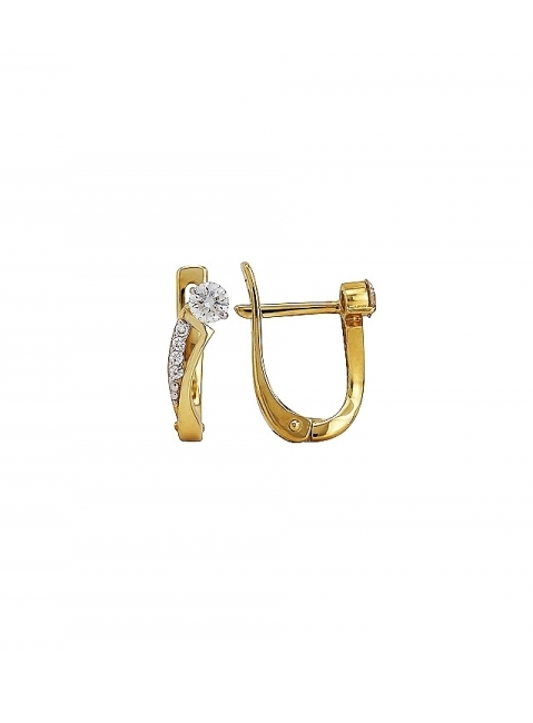 Золотые серьги с бриллиантом № 114669