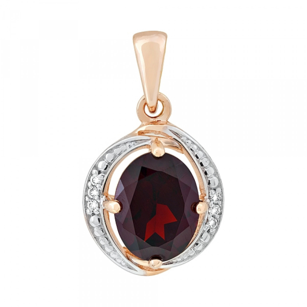 Золотая подвеска с гранатом и фианитом № 117585