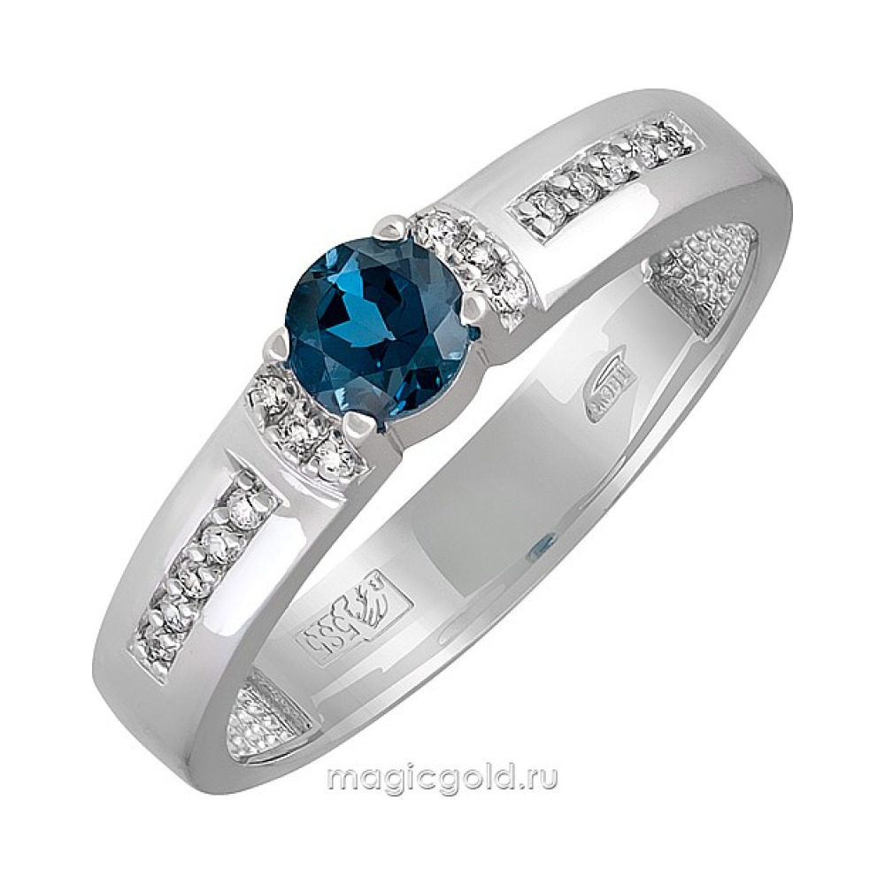Золотое кольцо с топазом и фианитом № 137724