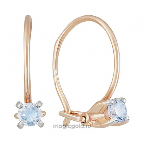 Золотые серьги с фианитом № 134948