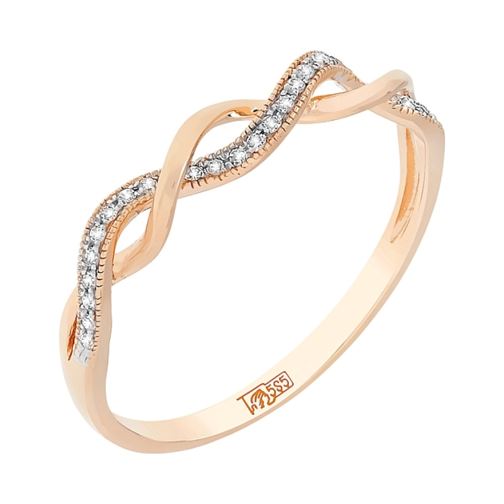 Золотое кольцо с бриллиантом № 113788