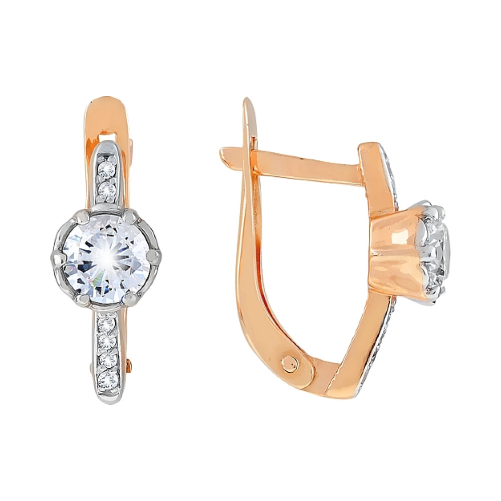 Золотые серьги с фианитами № 112660