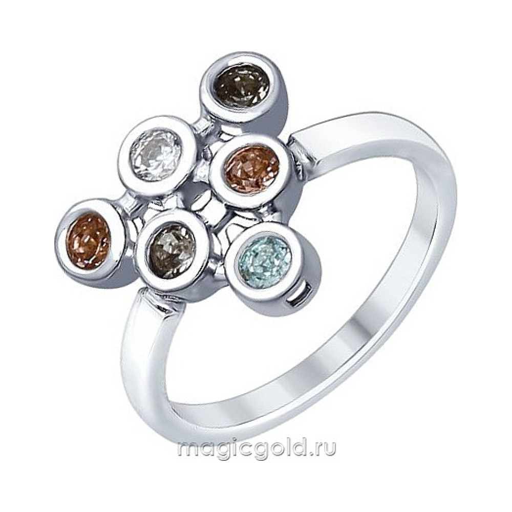 Серебряное кольцо с кристаллом swarovski и фианитом № 155987