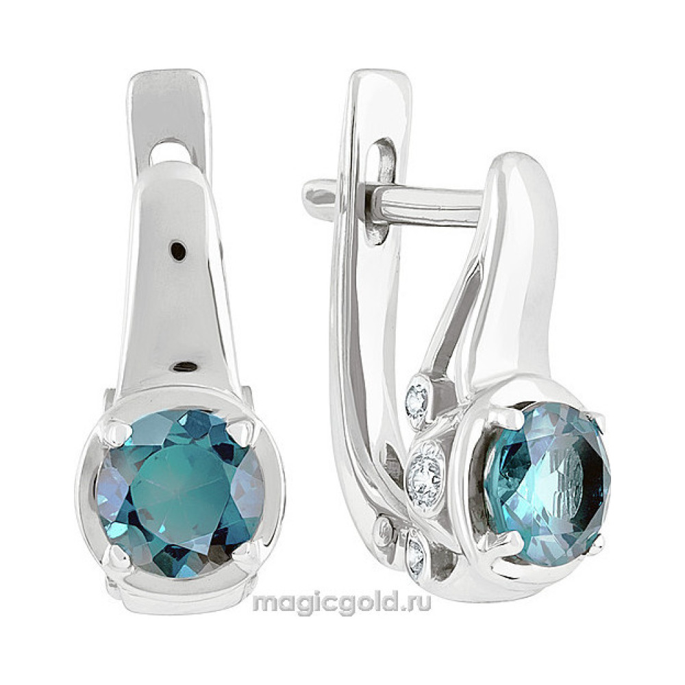 Золотые серьги с топазом и фианитом № 139241