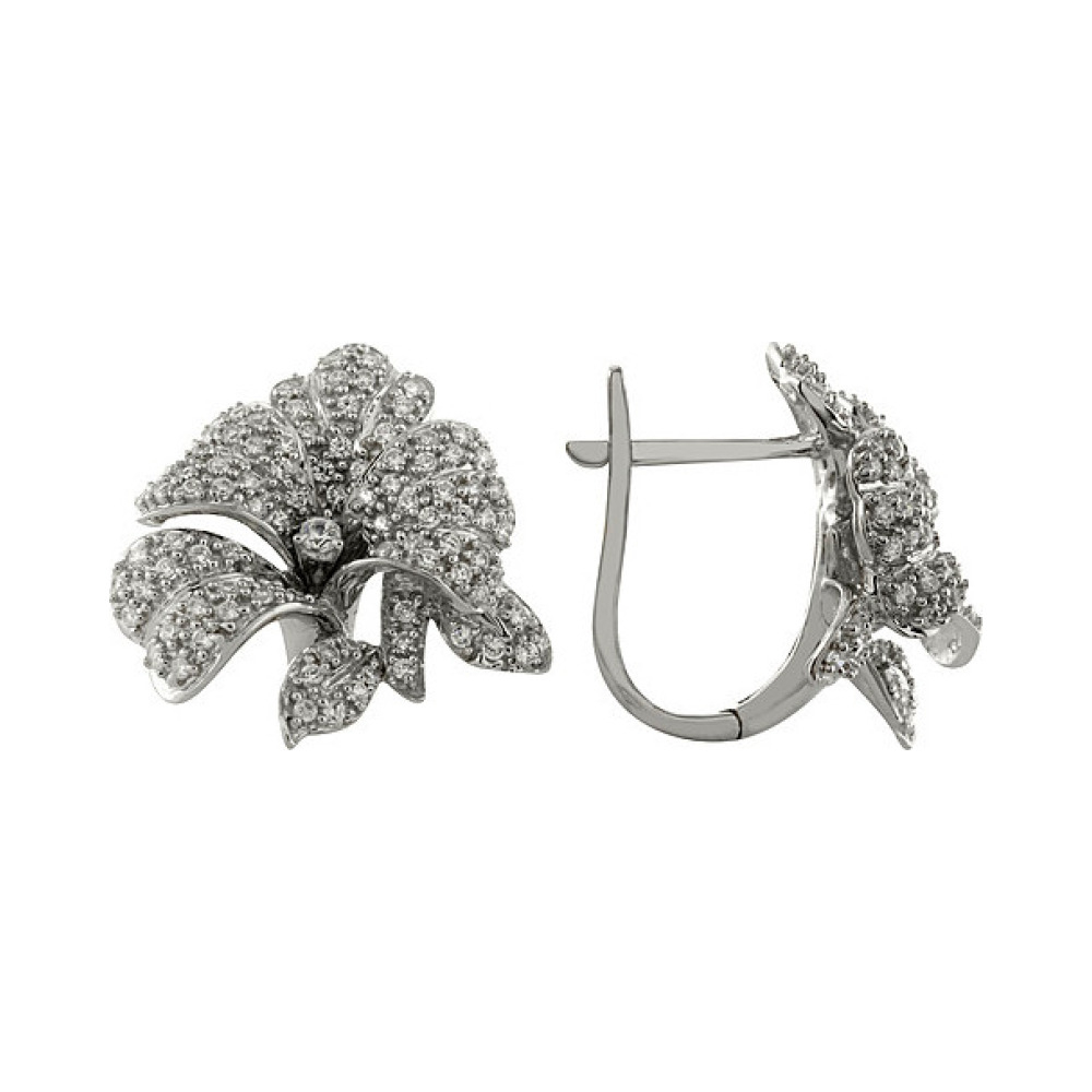 Серебряные серьги с фианитом № 98044