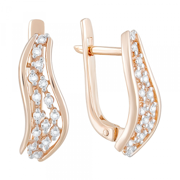 Золотые серьги с фианитами № 124750