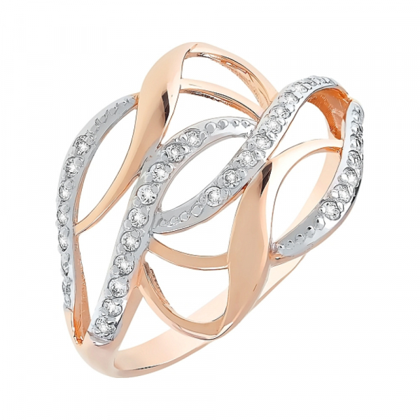 Золотое кольцо с фианитами № 112332